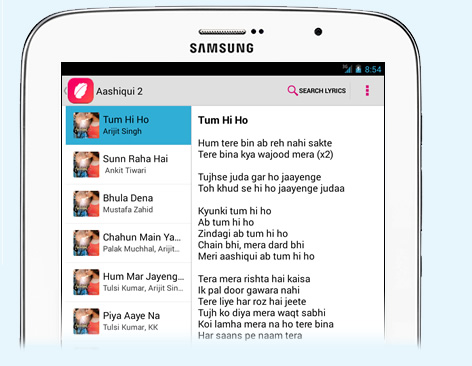 Lyricsmint App for Tablet